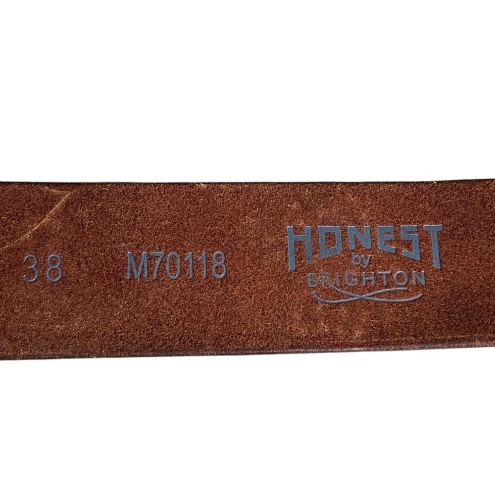 Honest By Brighton Tooled Leather Studded Belt Brown - Picture 7 of 11